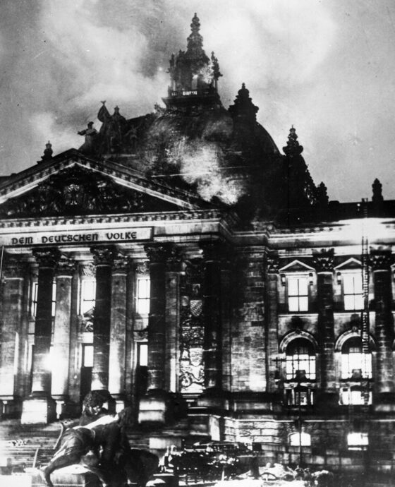 The Reichstag engulfed in flames, February 27, 1933